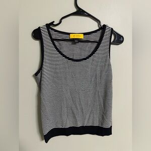 St John Wool Blend Black White Striped Tank Top Size P Small Petite Shell Luxury